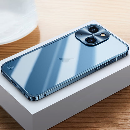 ELECTROPRIME For iPhone 15 Plus Metal Frame Frosted PC Shockproof Phone Case(Ocean Blue)