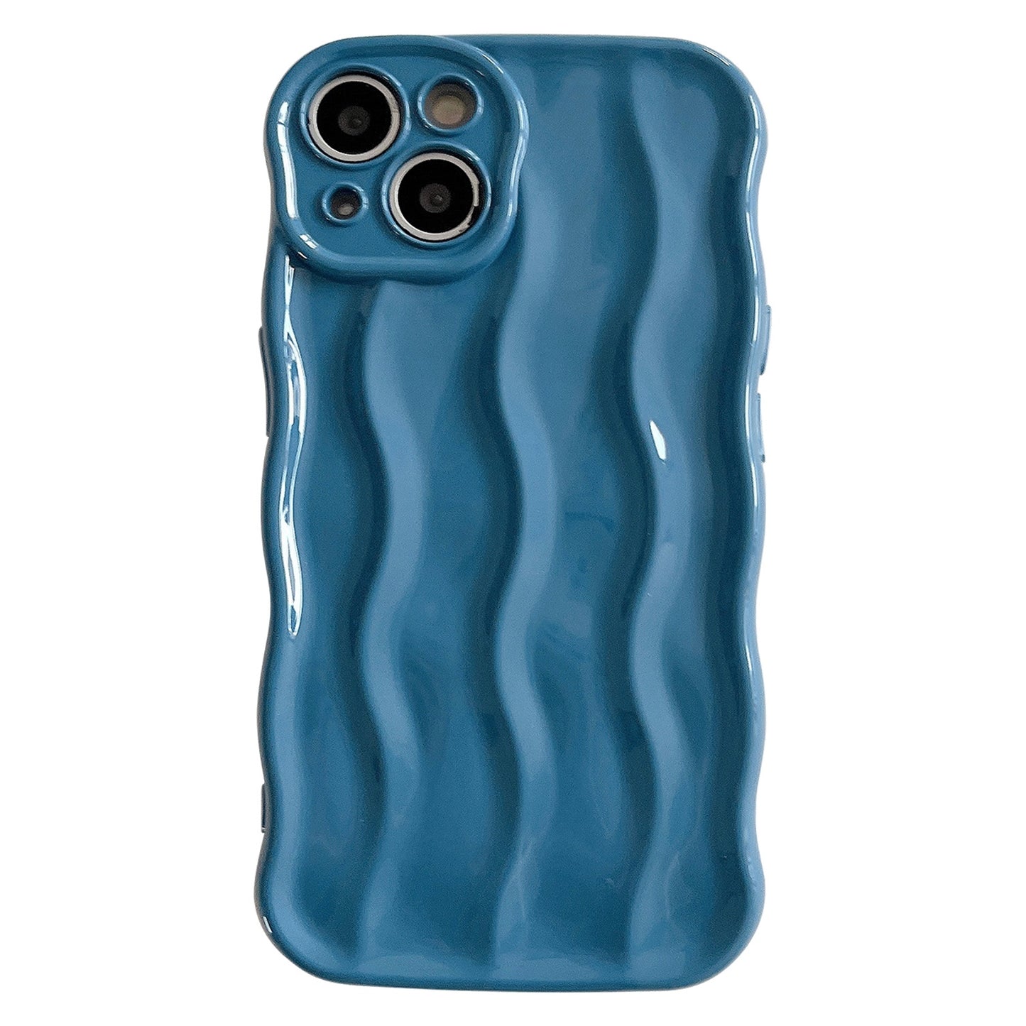 ELECTROPRIME For iPhone 15 Wave Texture Bright TPU Phone Case(Sea Blue)