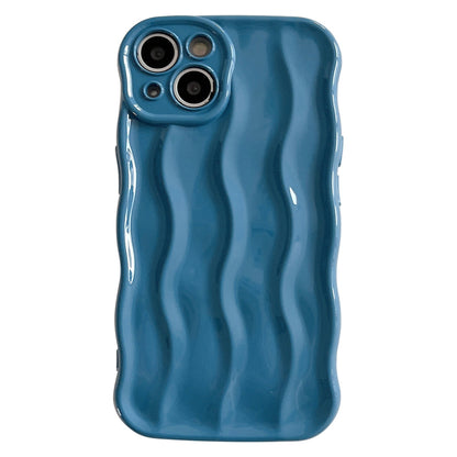 ELECTROPRIME For iPhone 15 Wave Texture Bright TPU Phone Case(Sea Blue)