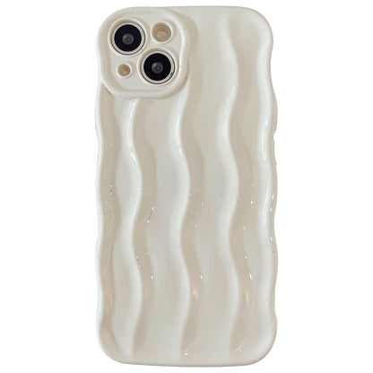 ELECTROPRIME For iPhone 15 Wave Texture Bright TPU Phone Case(Milky White)