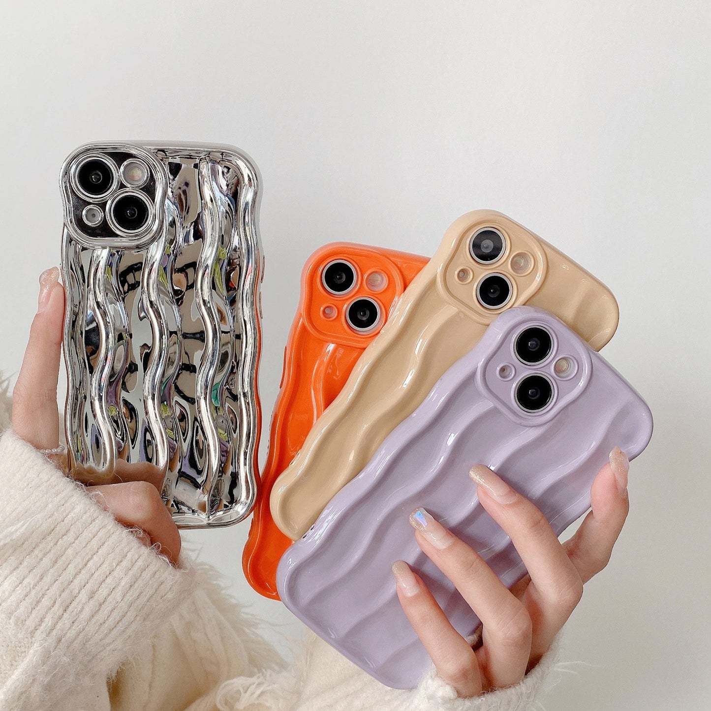ELECTROPRIME For iPhone 15 Wave Texture Bright TPU Phone Case(Silver)