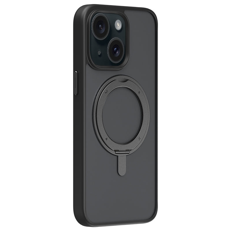ELECTROPRIME For iPhone 15 MOMAX Magsafe Magnetic Metal Rotating Holder Phone Case(Black)