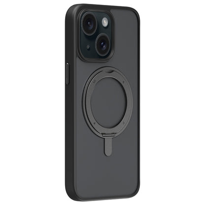 ELECTROPRIME For iPhone 15 MOMAX Magsafe Magnetic Metal Rotating Holder Phone Case(Black)