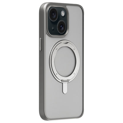 ELECTROPRIME For iPhone 15 MOMAX Magsafe Magnetic Metal Rotating Holder Phone Case(Grey)