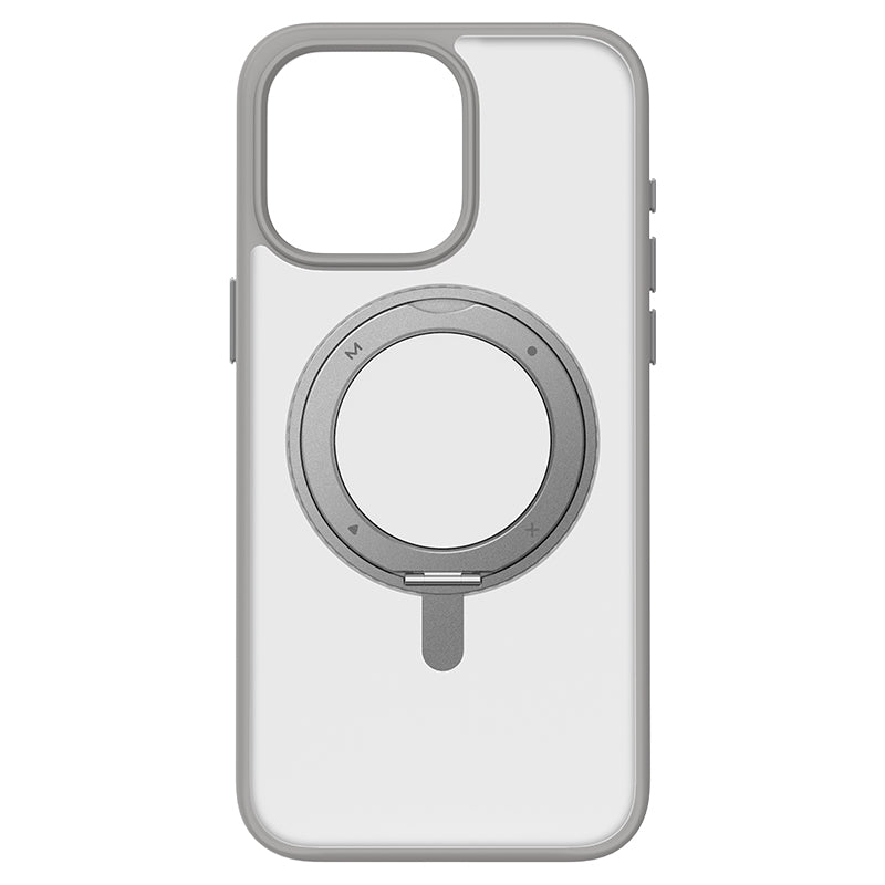 ELECTROPRIME For iPhone 15 MOMAX Magsafe Magnetic Metal Rotating Holder Phone Case(Grey)