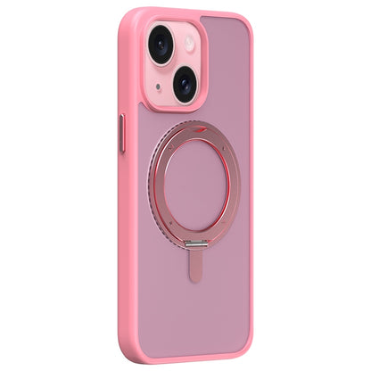 ELECTROPRIME For iPhone 15 MOMAX Magsafe Magnetic Metal Rotating Holder Phone Case(Pink)