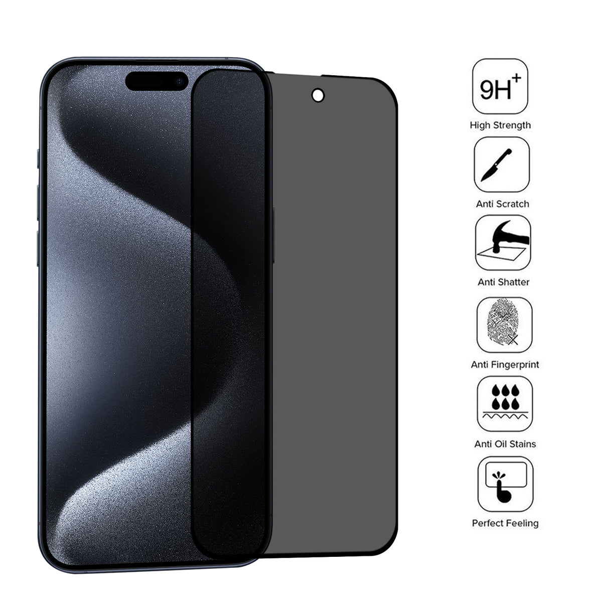 ELECTROPRIME For iPhone 15 Pro Max / 15 Plus 25pcs Full Cover Anti-spy Silk Screen Tempered Glass Film