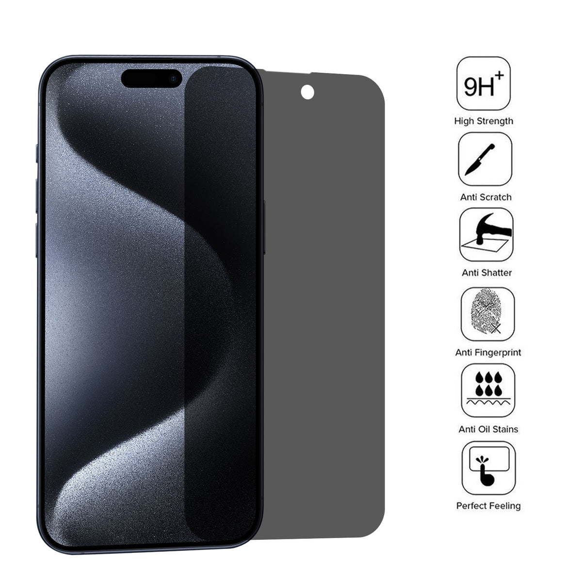 ELECTROPRIME For iPhone 15 Pro Max / 15 Plus 25pcs High Transparency Full Cover Anti-spy Tempered Glass Film