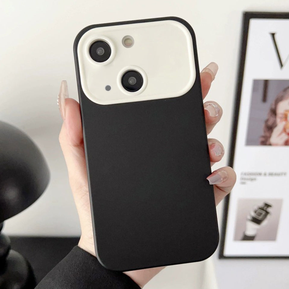 ELECTROPRIME For iPhone 15 Liquid Silicone Phone Case(Black + Beige)