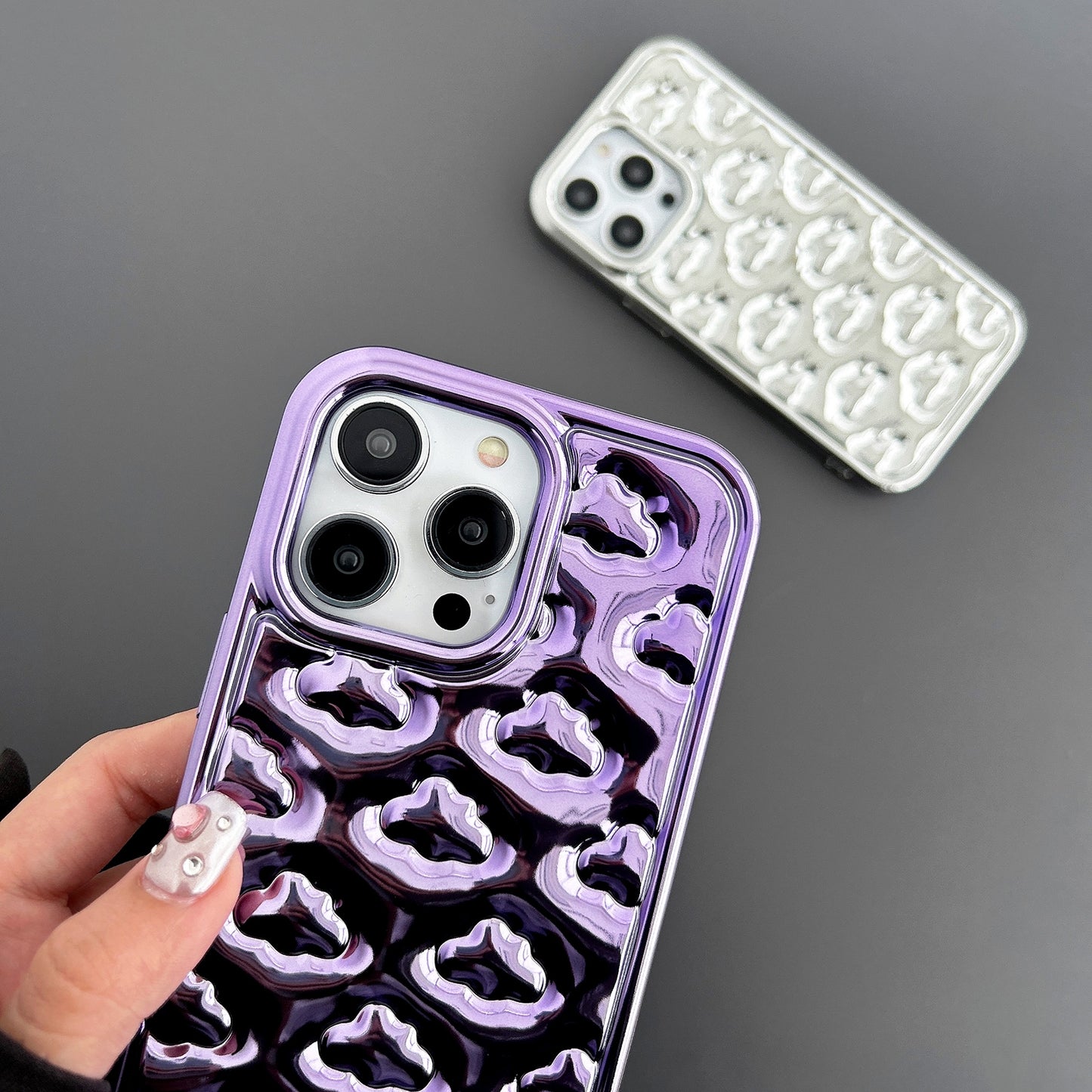 ELECTROPRIME For iPhone 15 Cloud Texture Electroplated TPU Phone Case(Rose Gold)
