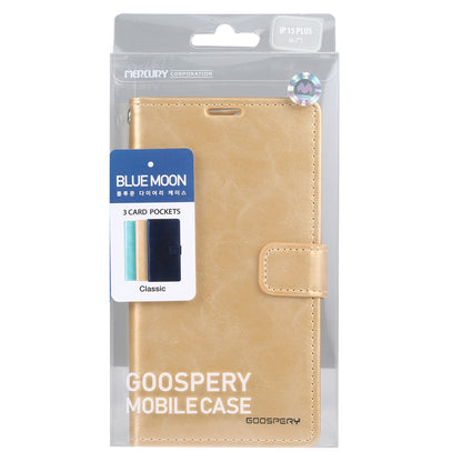 ELECTROPRIME For iPhone 15 GOOSPERY BLUE MOON Crazy Horse Texture Leather Phone Case(Gold)