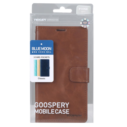 ELECTROPRIME For iPhone 15 GOOSPERY BLUE MOON Crazy Horse Texture Leather Phone Case(Brown)