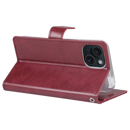 ELECTROPRIME For iPhone 15 GOOSPERY BLUE MOON Crazy Horse Texture Leather Phone Case(Wine Red)