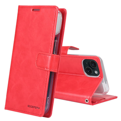 ELECTROPRIME For iPhone 15 GOOSPERY BLUE MOON Crazy Horse Texture Leather Phone Case(Red)