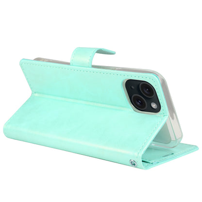 ELECTROPRIME For iPhone 15 GOOSPERY BLUE MOON Crazy Horse Texture Leather Phone Case(Mint Green)