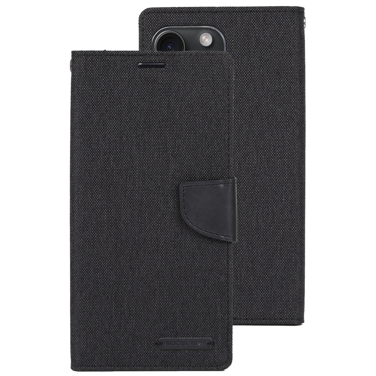 ELECTROPRIME For iPhone 15 Plus GOOSPERY CANVAS DIARY Fabric Texture Flip Leather Phone Case(Black)