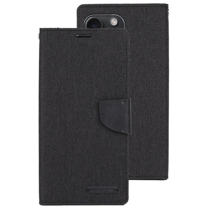ELECTROPRIME For iPhone 15 Plus GOOSPERY CANVAS DIARY Fabric Texture Flip Leather Phone Case(Black)