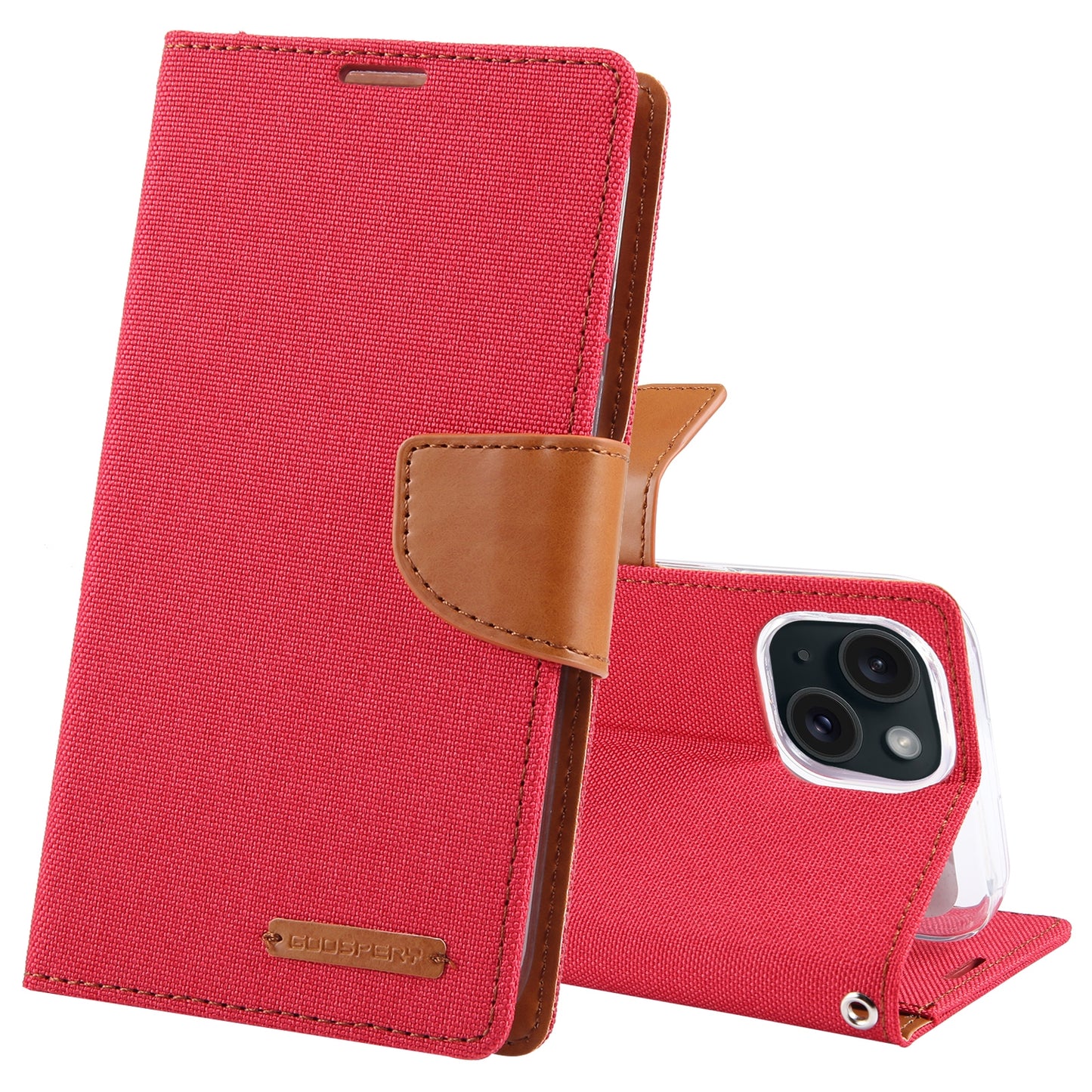 ELECTROPRIME For iPhone 15 GOOSPERY CANVAS DIARY Fabric Texture Flip Leather Phone Case(Red)