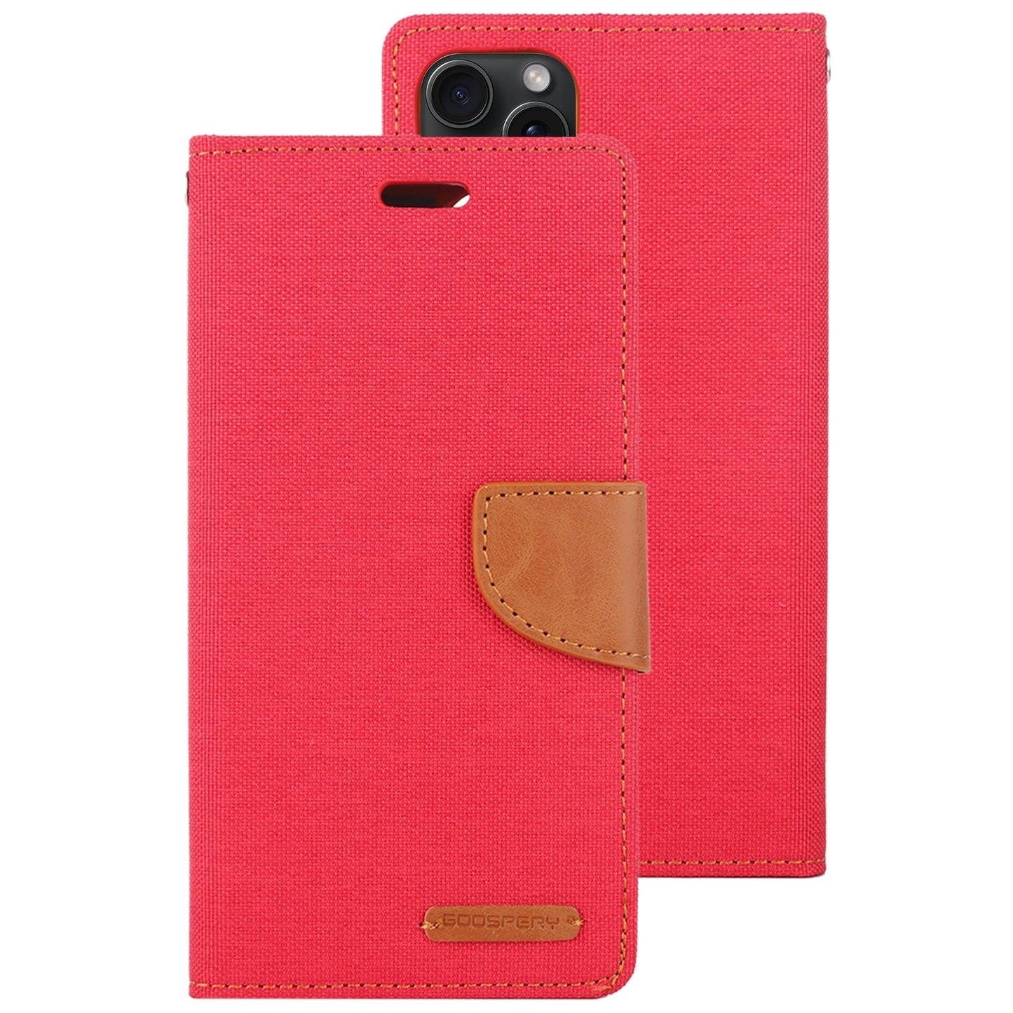 ELECTROPRIME For iPhone 15 GOOSPERY CANVAS DIARY Fabric Texture Flip Leather Phone Case(Red)