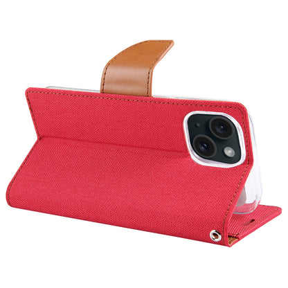 ELECTROPRIME For iPhone 15 GOOSPERY CANVAS DIARY Fabric Texture Flip Leather Phone Case(Red)