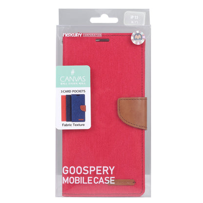 ELECTROPRIME For iPhone 15 GOOSPERY CANVAS DIARY Fabric Texture Flip Leather Phone Case(Red)
