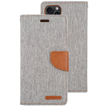 ELECTROPRIME For iPhone 15 GOOSPERY CANVAS DIARY Fabric Texture Flip Leather Phone Case(Grey)