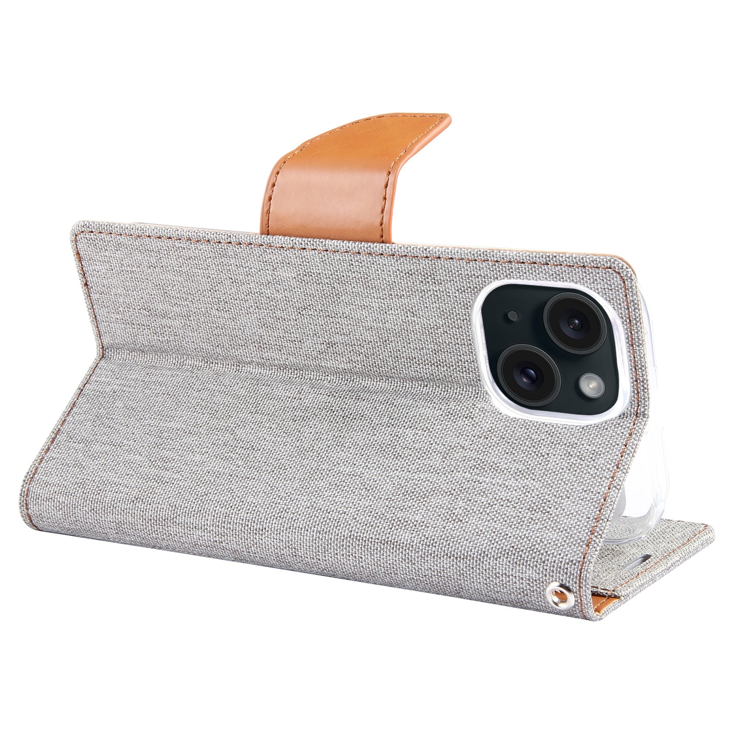 ELECTROPRIME For iPhone 15 GOOSPERY CANVAS DIARY Fabric Texture Flip Leather Phone Case(Grey)