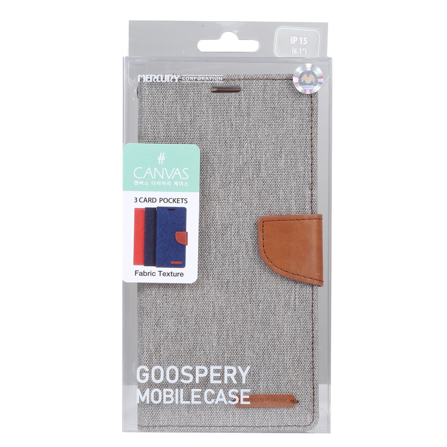ELECTROPRIME For iPhone 15 GOOSPERY CANVAS DIARY Fabric Texture Flip Leather Phone Case(Grey)