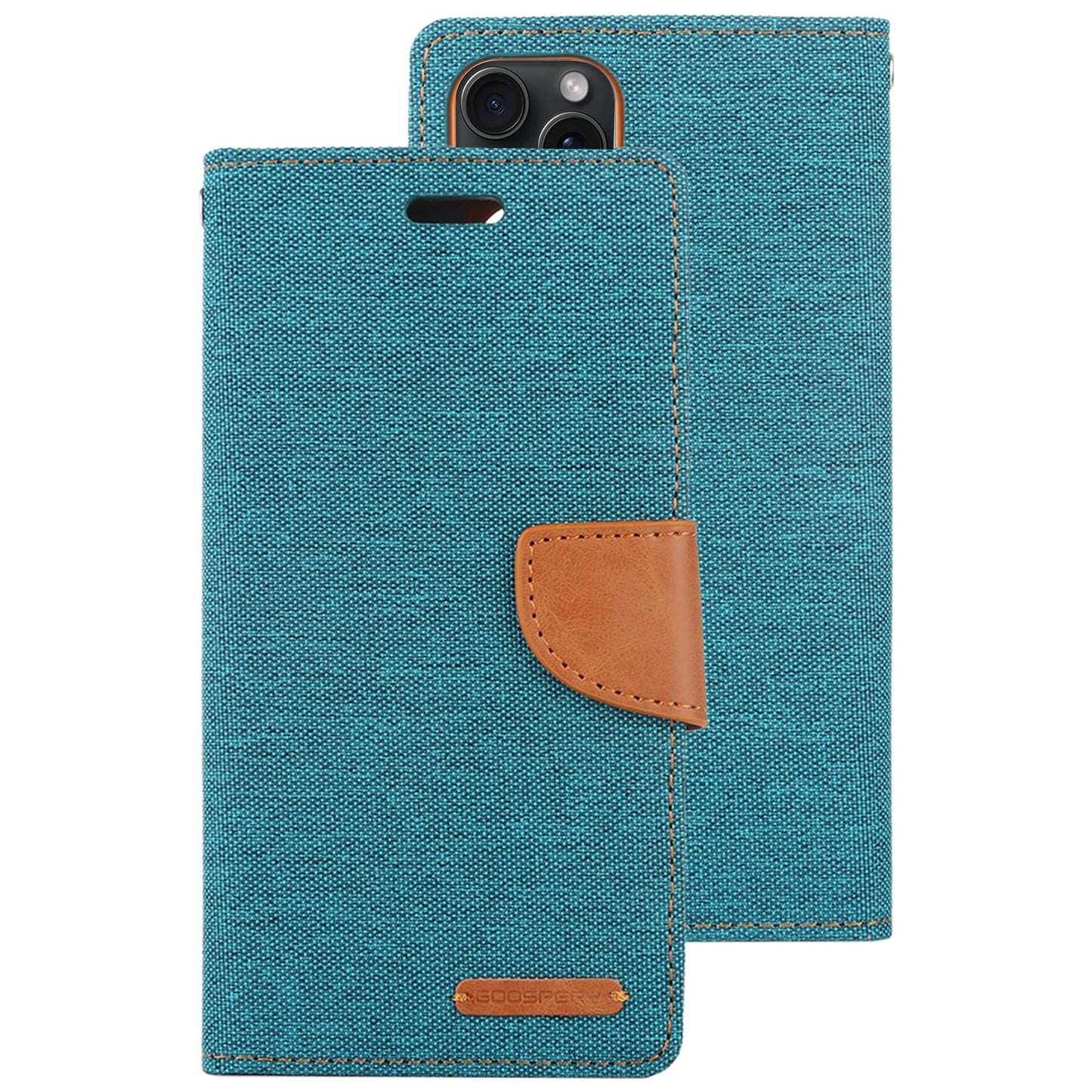 ELECTROPRIME For iPhone 15 GOOSPERY CANVAS DIARY Fabric Texture Flip Leather Phone Case(Green)