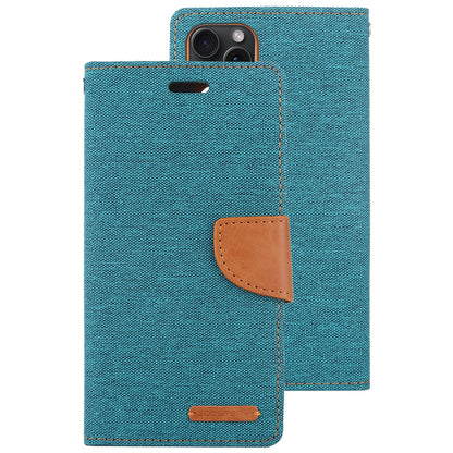 ELECTROPRIME For iPhone 15 GOOSPERY CANVAS DIARY Fabric Texture Flip Leather Phone Case(Green)