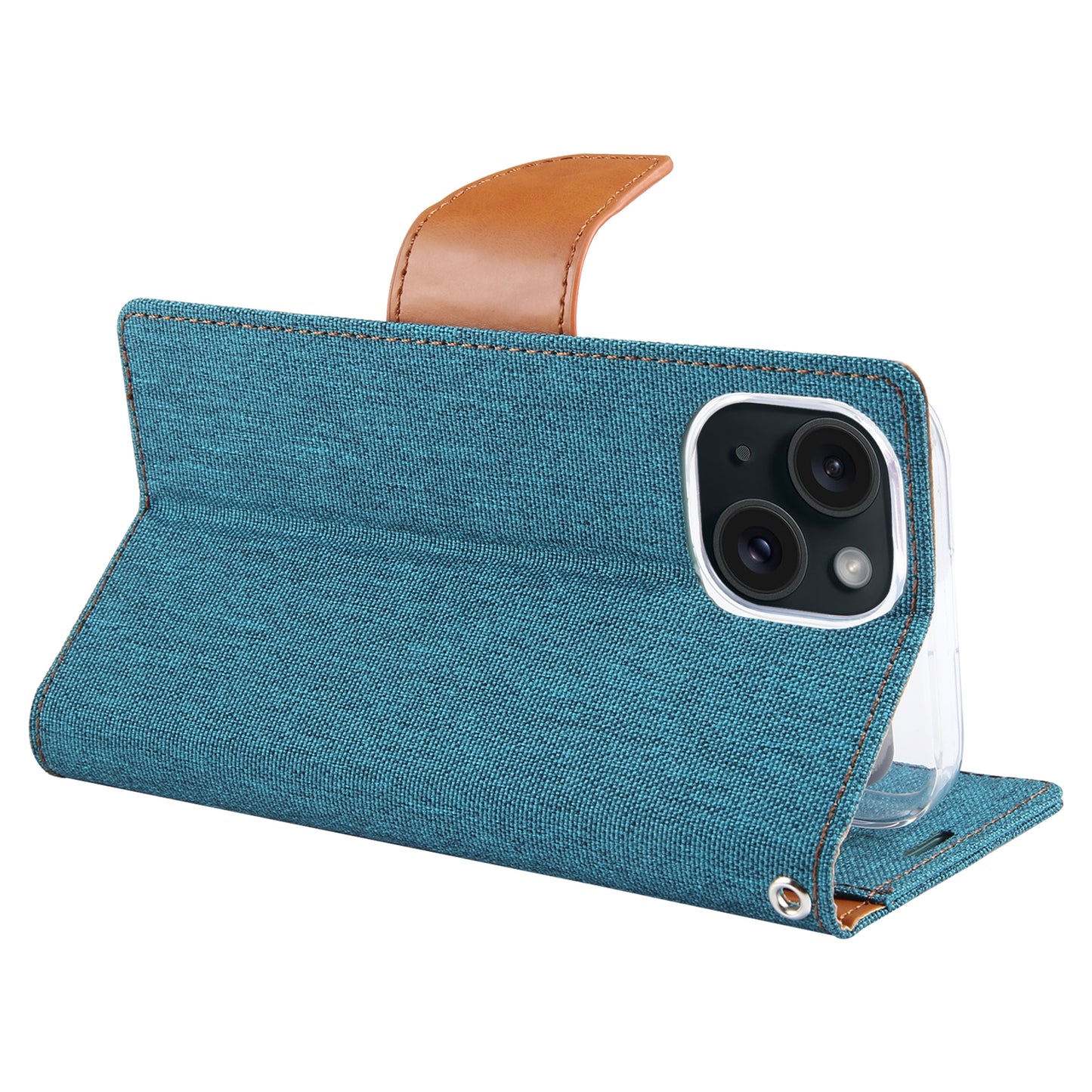 ELECTROPRIME For iPhone 15 GOOSPERY CANVAS DIARY Fabric Texture Flip Leather Phone Case(Green)