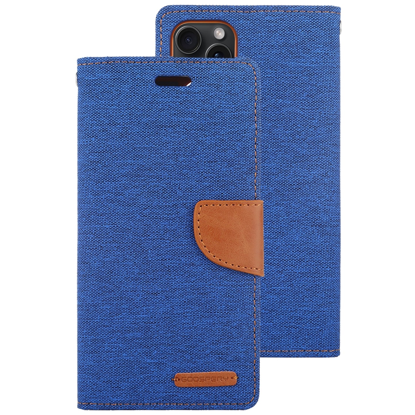 ELECTROPRIME For iPhone 15 GOOSPERY CANVAS DIARY Fabric Texture Flip Leather Phone Case(Blue)