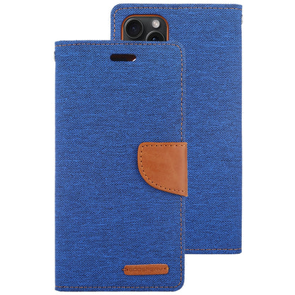 ELECTROPRIME For iPhone 15 GOOSPERY CANVAS DIARY Fabric Texture Flip Leather Phone Case(Blue)