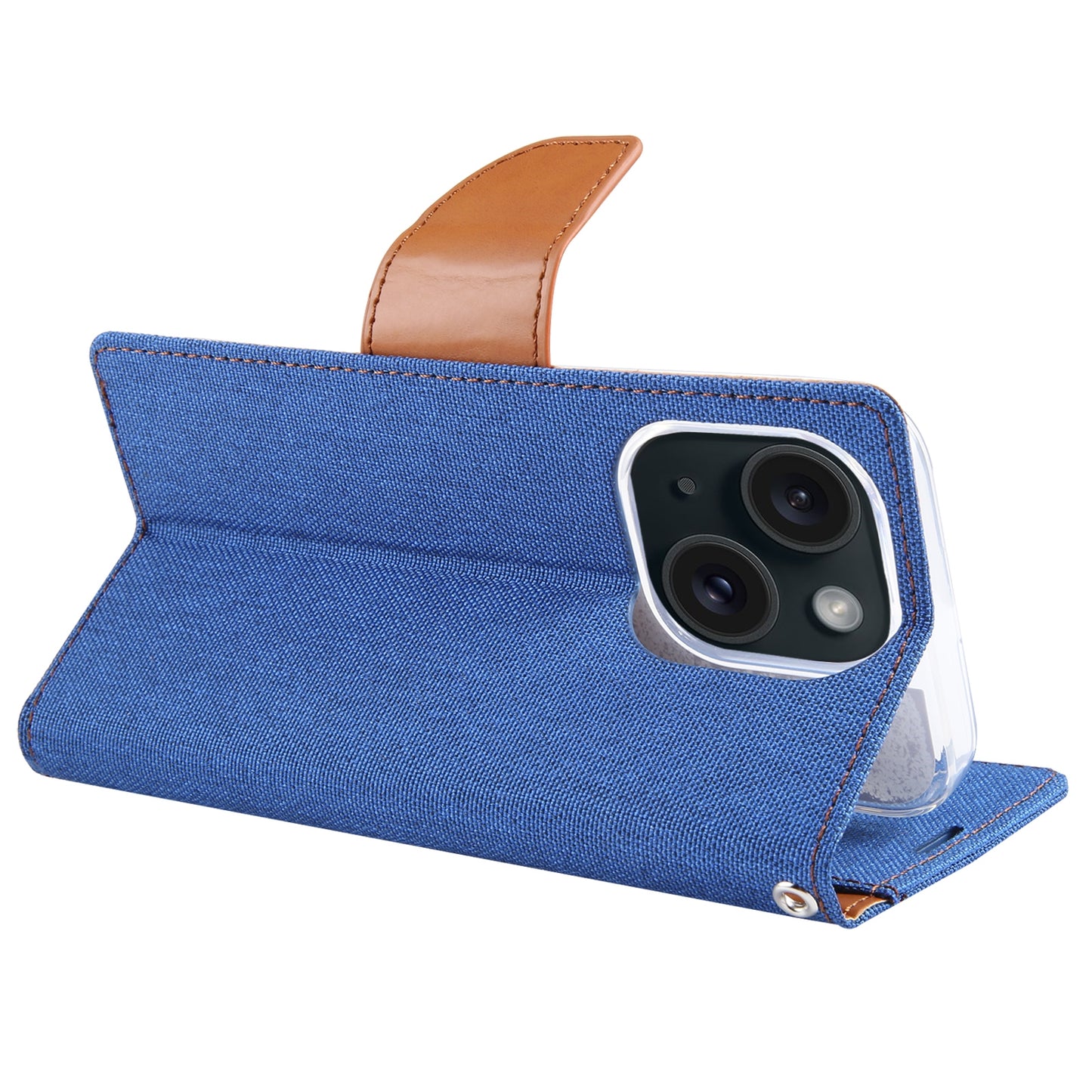 ELECTROPRIME For iPhone 15 GOOSPERY CANVAS DIARY Fabric Texture Flip Leather Phone Case(Blue)