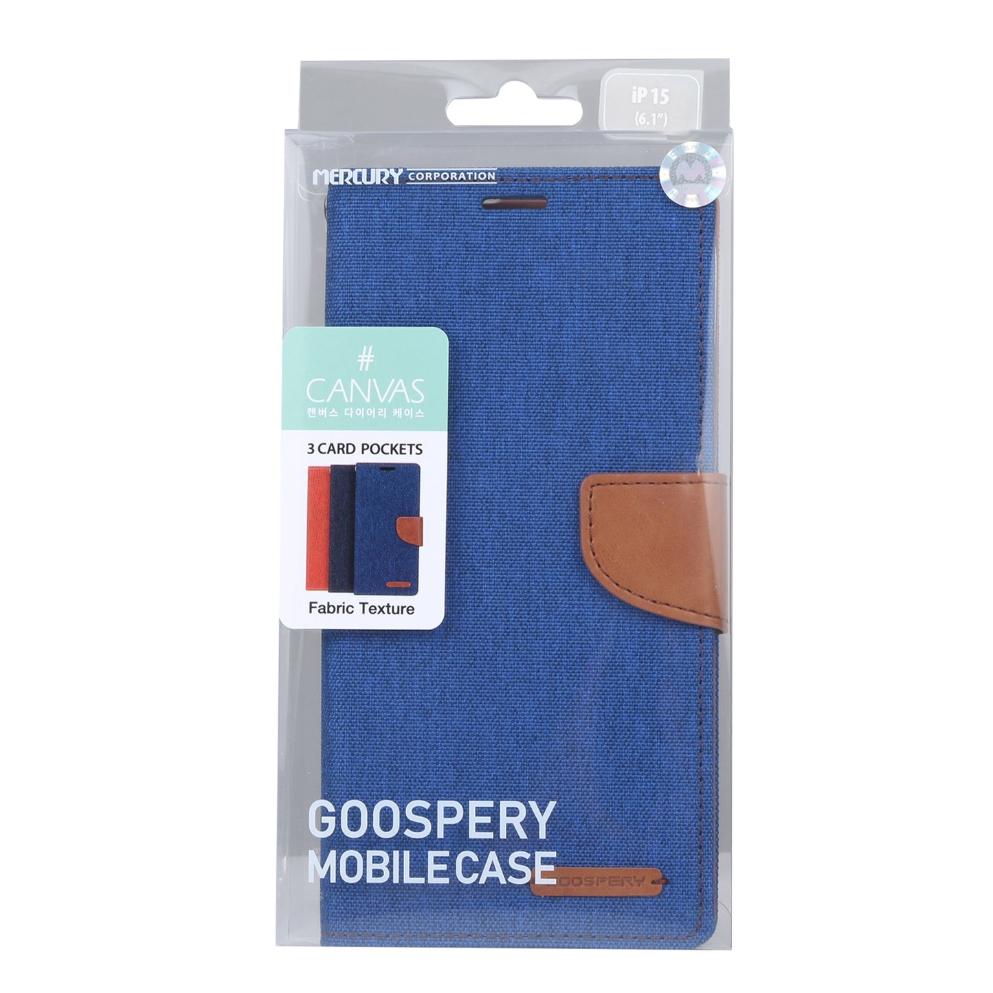 ELECTROPRIME For iPhone 15 GOOSPERY CANVAS DIARY Fabric Texture Flip Leather Phone Case(Blue)