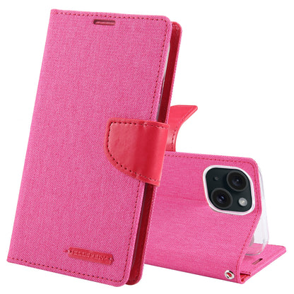 ELECTROPRIME For iPhone 15 GOOSPERY CANVAS DIARY Fabric Texture Flip Leather Phone Case(Rose Red)
