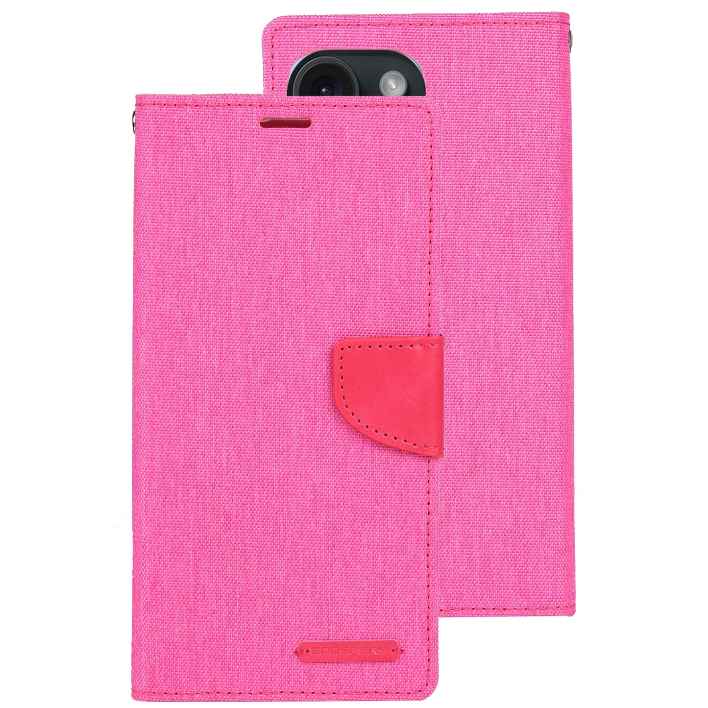 ELECTROPRIME For iPhone 15 GOOSPERY CANVAS DIARY Fabric Texture Flip Leather Phone Case(Rose Red)