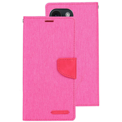 ELECTROPRIME For iPhone 15 GOOSPERY CANVAS DIARY Fabric Texture Flip Leather Phone Case(Rose Red)
