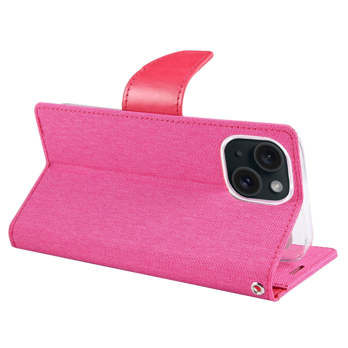ELECTROPRIME For iPhone 15 GOOSPERY CANVAS DIARY Fabric Texture Flip Leather Phone Case(Rose Red)