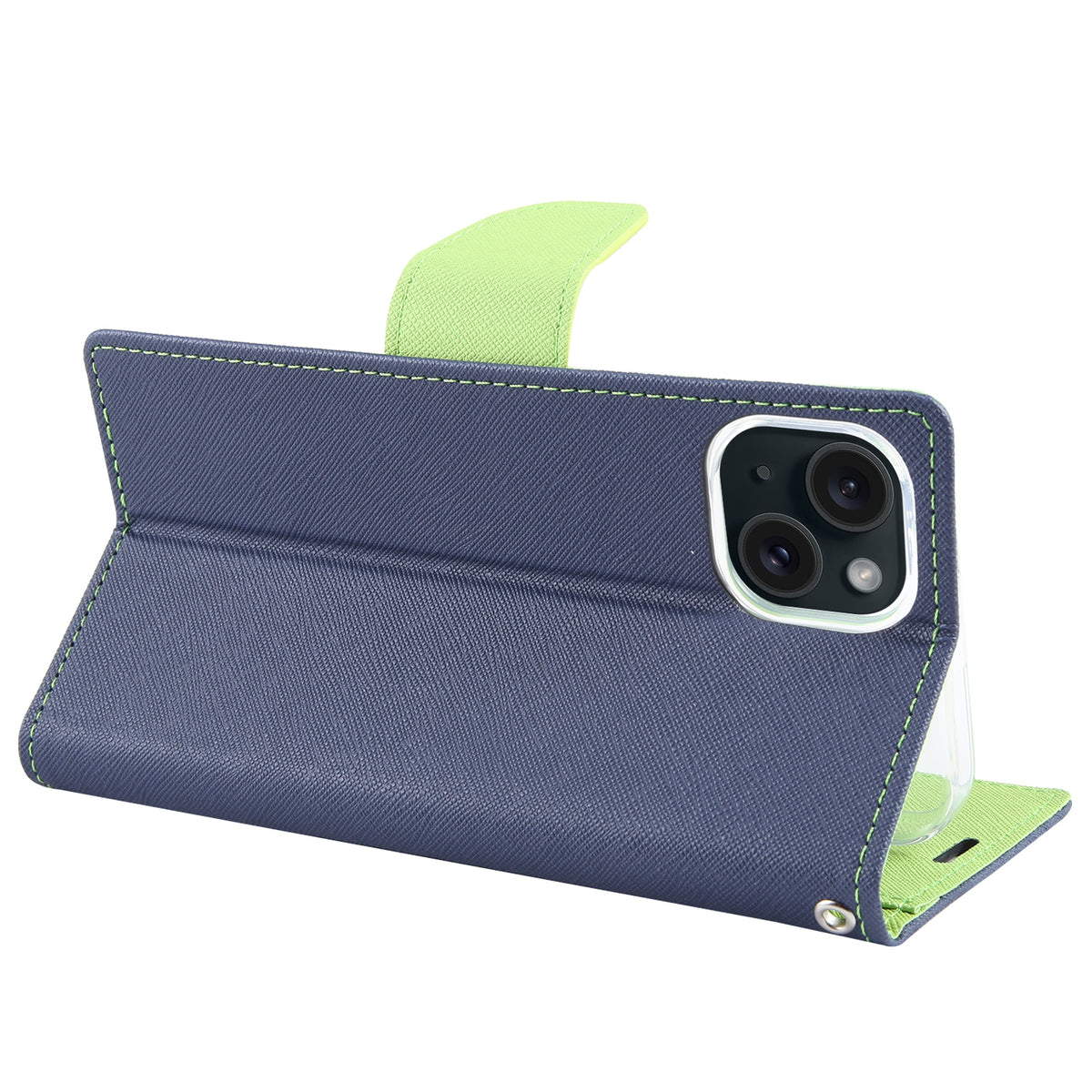 ELECTROPRIME For iPhone 15 Plus GOOSPERY FANCY DIARY Cross Texture Leather Phone Case(Navy Blue)
