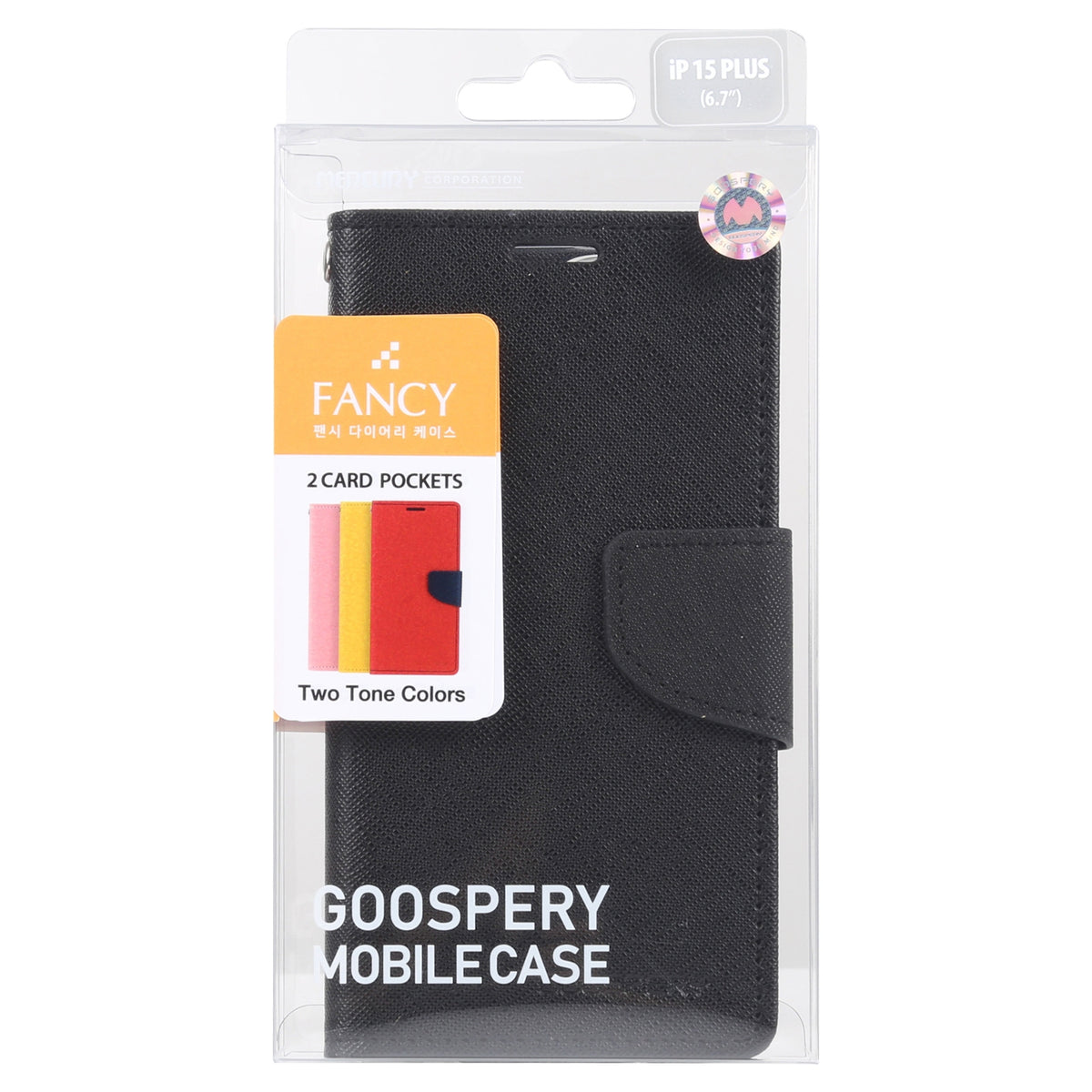 ELECTROPRIME For iPhone 15 GOOSPERY FANCY DIARY Cross Texture Leather Phone Case(Black)
