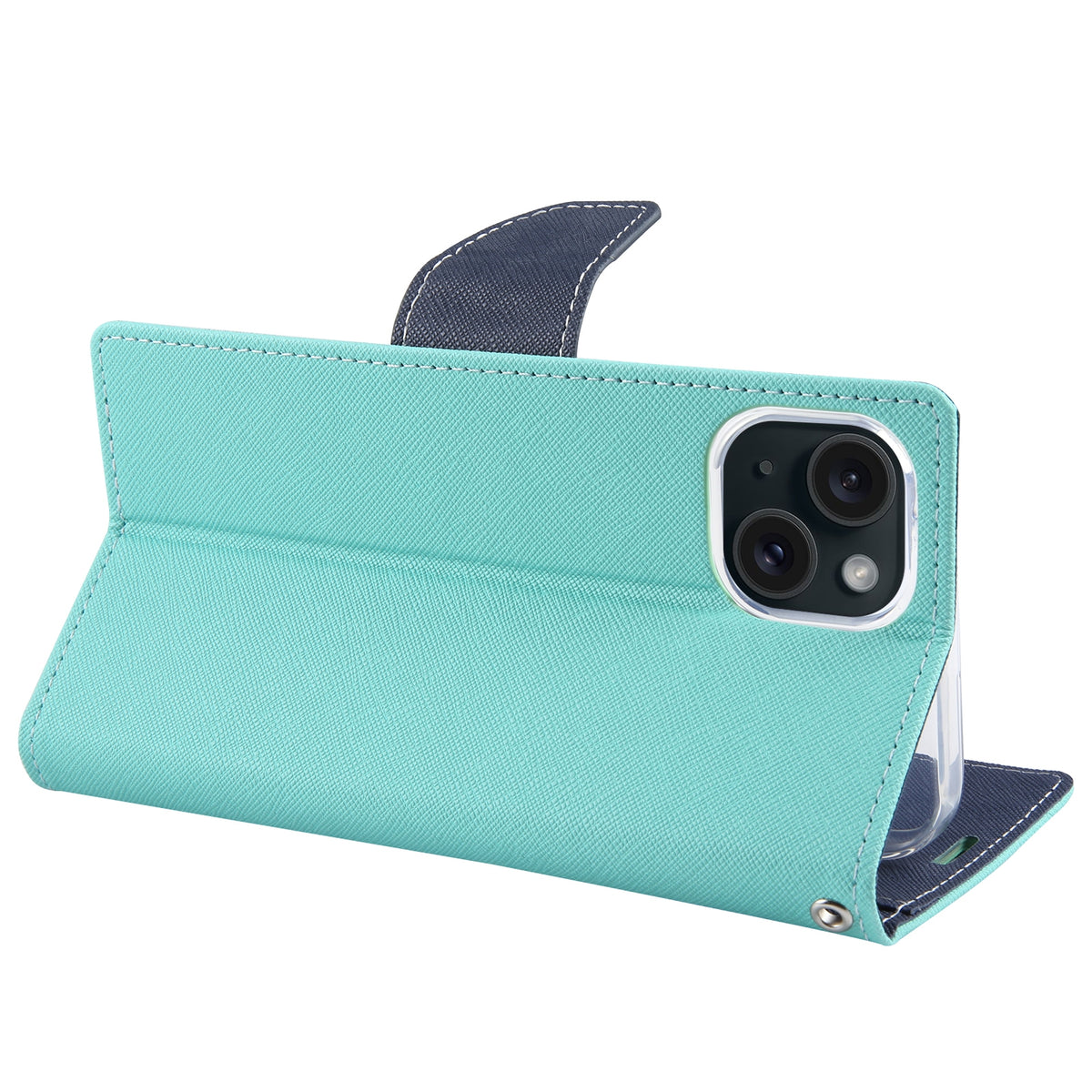 ELECTROPRIME For iPhone 15 GOOSPERY FANCY DIARY Cross Texture Leather Phone Case(Mint Green)