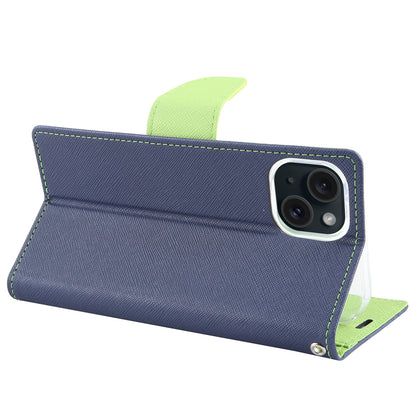 ELECTROPRIME For iPhone 15 GOOSPERY FANCY DIARY Cross Texture Leather Phone Case(Navy Blue)