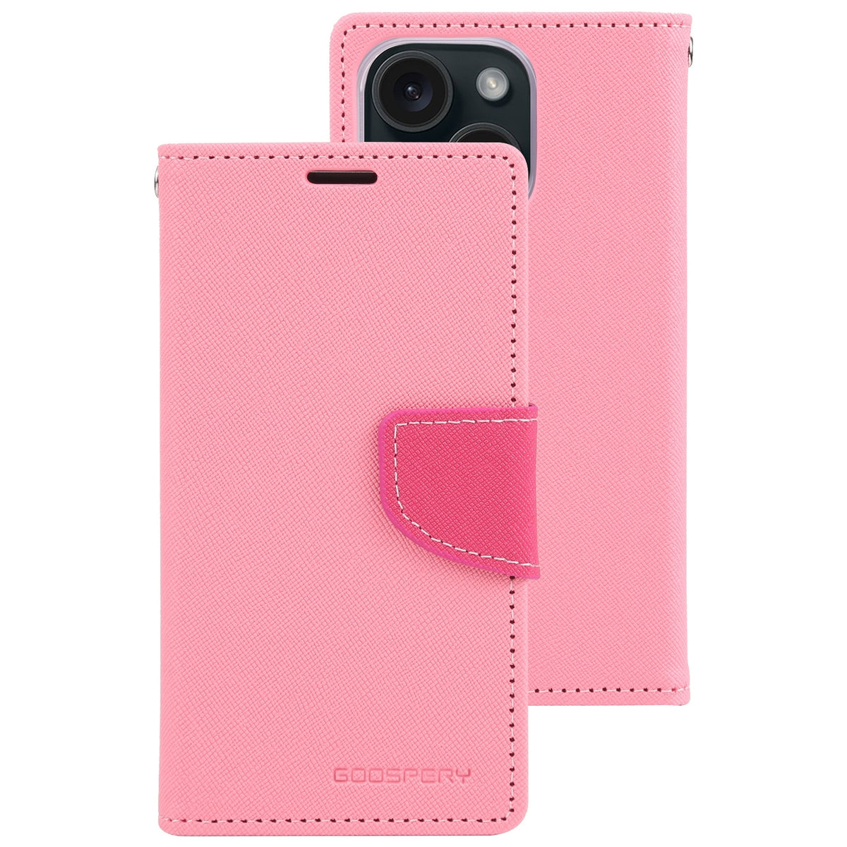 ELECTROPRIME For iPhone 15 GOOSPERY FANCY DIARY Cross Texture Leather Phone Case(Pink)