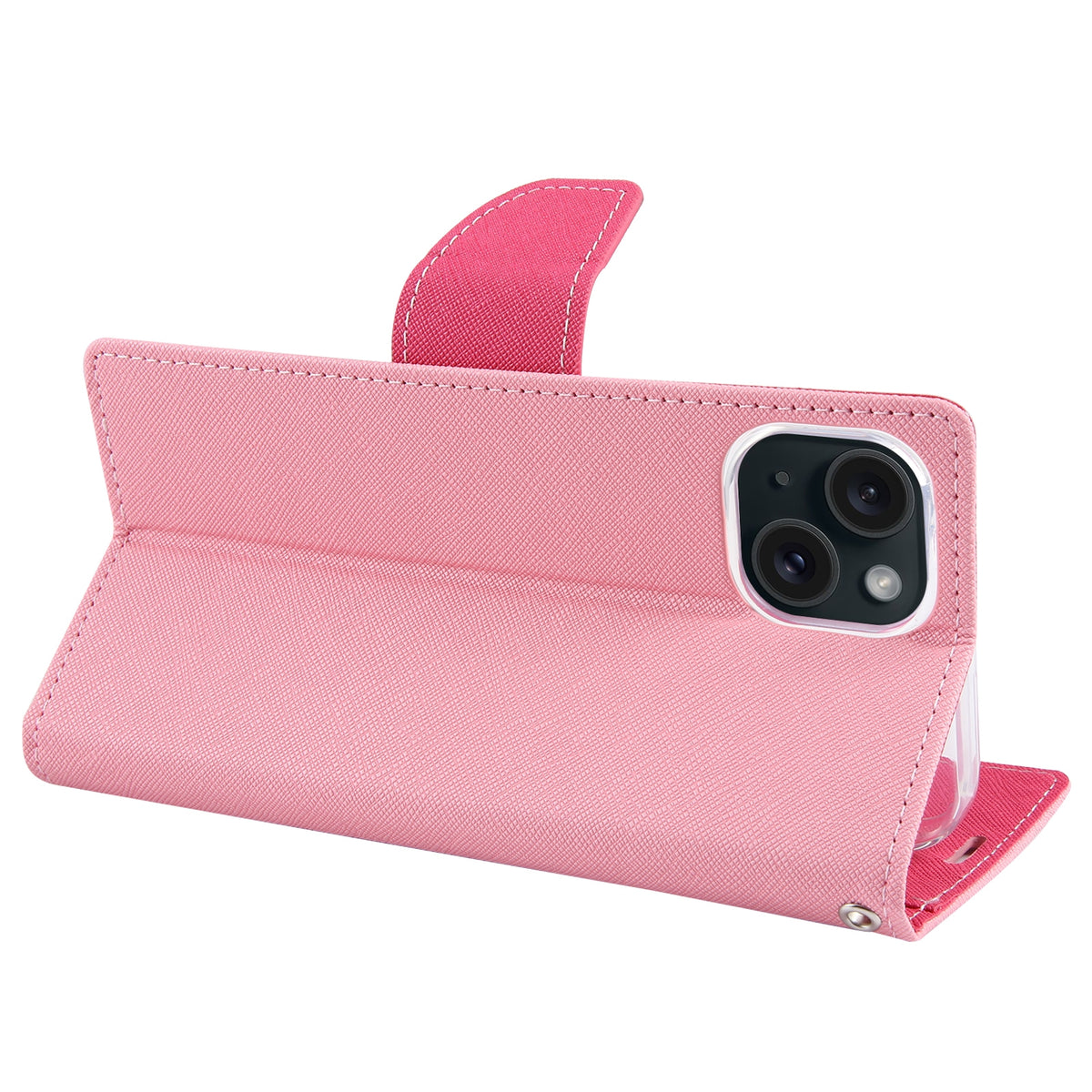 ELECTROPRIME For iPhone 15 GOOSPERY FANCY DIARY Cross Texture Leather Phone Case(Pink)