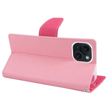 ELECTROPRIME For iPhone 15 GOOSPERY FANCY DIARY Cross Texture Leather Phone Case(Pink)