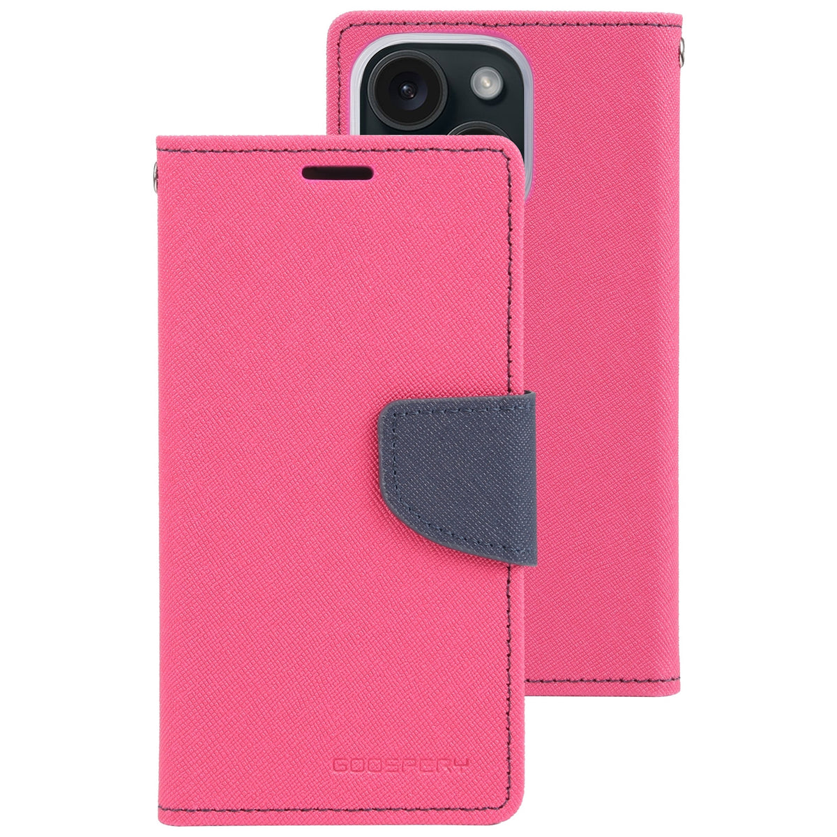 ELECTROPRIME For iPhone 15 GOOSPERY FANCY DIARY Cross Texture Leather Phone Case(Rose Red)