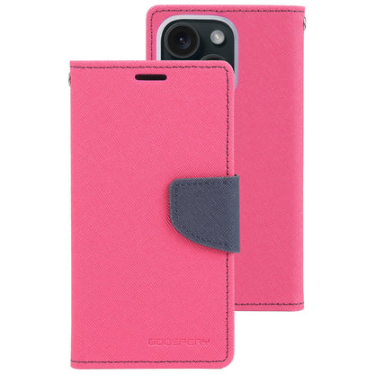 ELECTROPRIME For iPhone 15 GOOSPERY FANCY DIARY Cross Texture Leather Phone Case(Rose Red)