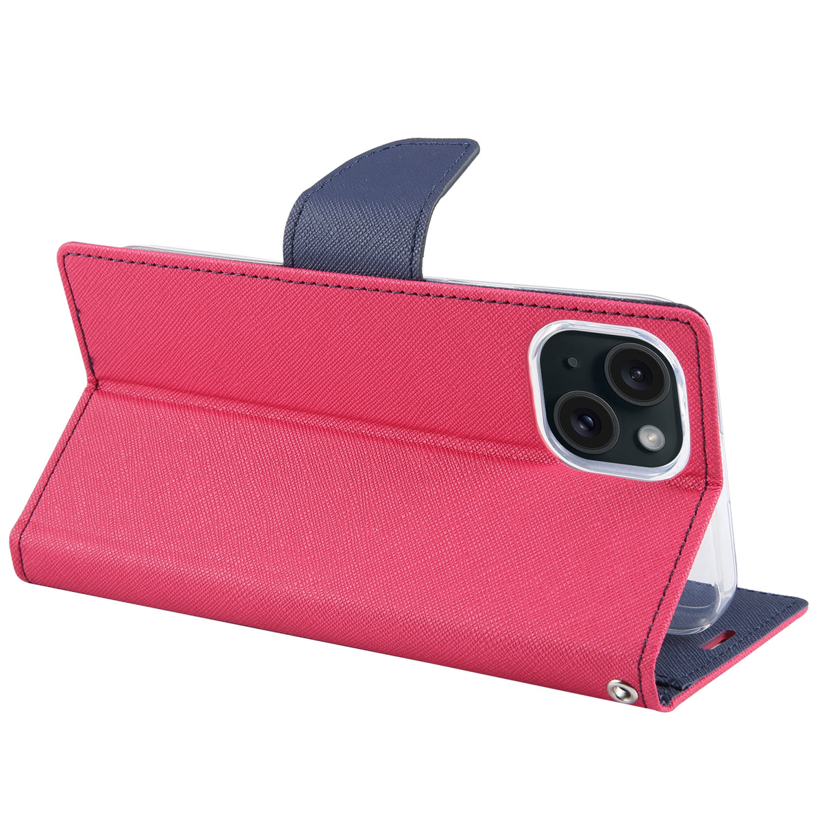 ELECTROPRIME For iPhone 15 GOOSPERY FANCY DIARY Cross Texture Leather Phone Case(Rose Red)