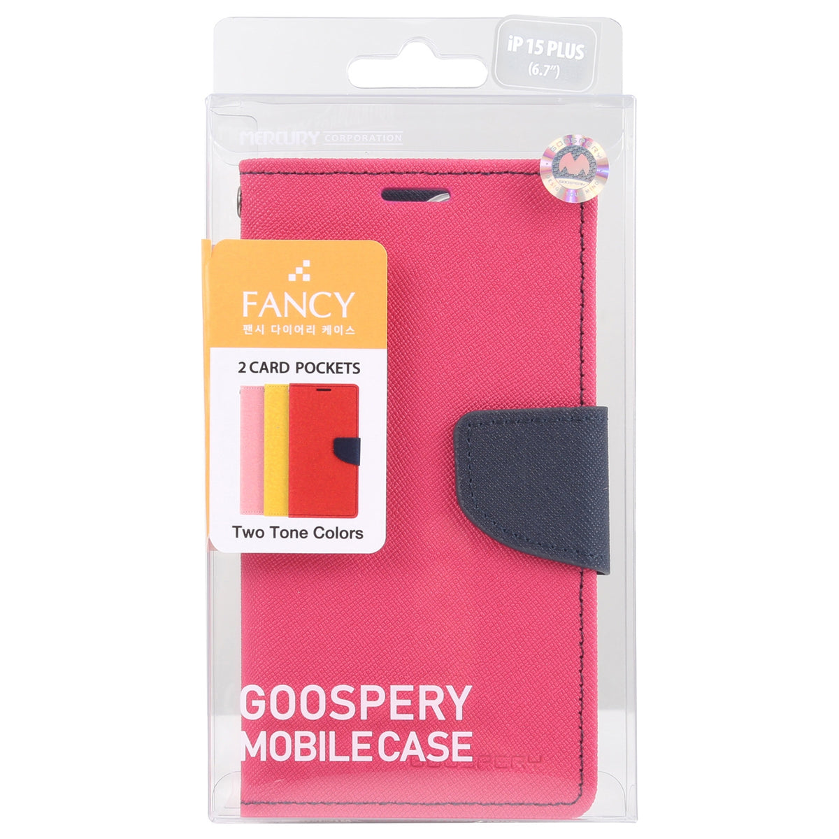 ELECTROPRIME For iPhone 15 GOOSPERY FANCY DIARY Cross Texture Leather Phone Case(Rose Red)